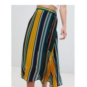 Boohoo Striped Belted Midi Skirt